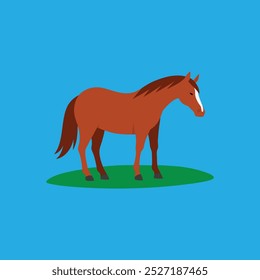 Esta arte vetorial retrata um American Quarter Horse pastoreando pacificamente em um campo de grama. É ideal para produtos digitais, design gráfico e vários projetos de mídia visual.