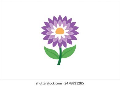 This vector artwork illustration beautifully captures the delicate charm of the aster flower. Each petal is meticulously detailed, showcasing the intricate structure and vibrant colors of the bloom.