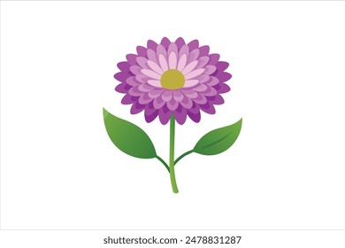 This vector artwork illustration beautifully captures the delicate charm of the aster flower. Each petal is meticulously detailed, showcasing the intricate structure and vibrant colors of the bloom.