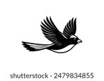 This vector artwork illustration captures the graceful flying of a cardinal bird.