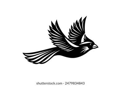This vector artwork illustration captures the graceful flying of a cardinal bird.