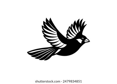 This vector artwork illustration captures the graceful flying of a cardinal bird.