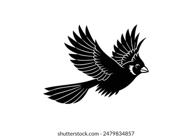 This vector artwork illustration captures the graceful flying of a cardinal bird.