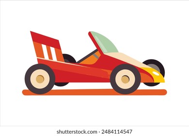 This vector artwork illustration features a detailed and vibrant depiction of a go-kart vehicle. Perfect for automotive enthusiasts and design projects.