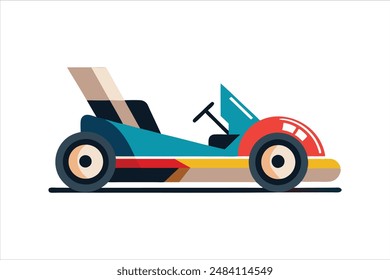 This vector artwork illustration features a detailed and vibrant depiction of a go-kart vehicle. Perfect for automotive enthusiasts and design projects.