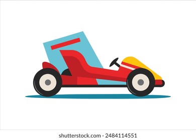 This vector artwork illustration features a detailed and vibrant depiction of a go-kart vehicle. Perfect for automotive enthusiasts and design projects.