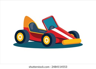 This vector artwork illustration features a detailed and vibrant depiction of a go-kart vehicle. Perfect for automotive enthusiasts and design projects.