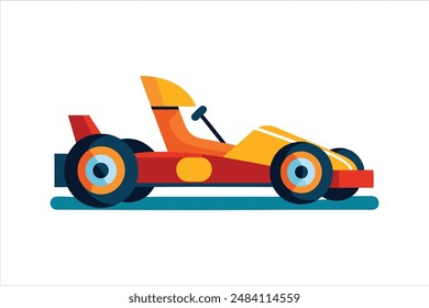 This vector artwork illustration features a detailed and vibrant depiction of a go-kart vehicle. Perfect for automotive enthusiasts and design projects.