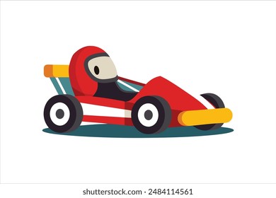 This vector artwork illustration features a detailed and vibrant depiction of a go-kart vehicle. Perfect for automotive enthusiasts and design projects.