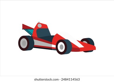 Diese Vektorgrafik-Illustration zeigt eine detaillierte und lebendige Darstellung eines Go-Kart-Fahrzeuges. Perfekt für Automobil-Enthusiasten und Design-Projekte.