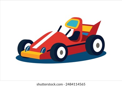 This vector artwork illustration features a detailed and vibrant depiction of a go-kart vehicle. Perfect for automotive enthusiasts and design projects.