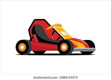 This vector artwork illustration features a detailed and vibrant depiction of a go-kart vehicle. Perfect for automotive enthusiasts and design projects.