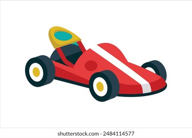 This vector artwork illustration features a detailed and vibrant depiction of a go-kart vehicle. Perfect for automotive enthusiasts and design projects.