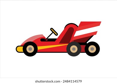 Diese Vektorgrafik-Illustration zeigt eine detaillierte und lebendige Darstellung eines Go-Kart-Fahrzeuges. Perfekt für Automobil-Enthusiasten und Design-Projekte.