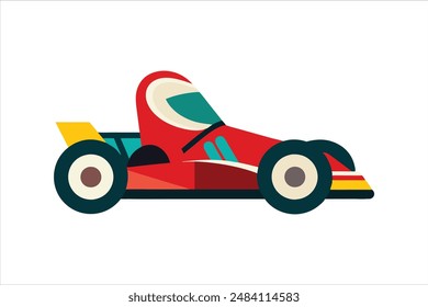 This vector artwork illustration features a detailed and vibrant depiction of a go-kart vehicle. Perfect for automotive enthusiasts and design projects.