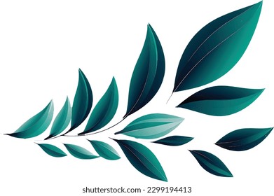 This vector artwork showcases the beauty of nature with its intricate design of leaves. The leaves are stylized with bold, clean lines and vibrant colors, creating a sense of energy and life.