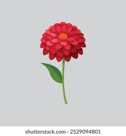 Diese Vektorgrafik zeigt eine lebendige California Giant Zinnia Blume mit detaillierten Blütenblättern und kräftigen Farben, ideal für florale Designs, Drucke oder Projekte zum Thema Natur.