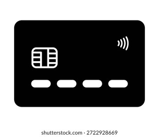 Este recurso de vetor apresenta um ícone de cartão de crédito ou débito minimalista projetado para comunicar claramente métodos de pagamento visualmente. O design de alta qualidade inclui elementos essenciais, como um chip EMV detalhado e o símbolo de pagamento universal sem contato, todos colocados contra um fundo preto com bordas arredondadas. Este gráfico é ideal para interfaces de comércio eletrônico, aplicativos bancários e sistemas de ponto de venda (POS) que exigem um estilo visual moderno e otimizado.