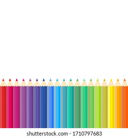 This is vector background with colored pencils, colorful crayons.