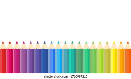 This is vector background with colored pencils, colorful crayons.