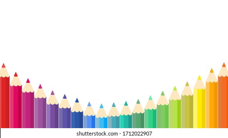 This is vector background with colored pencils, colorful crayons.