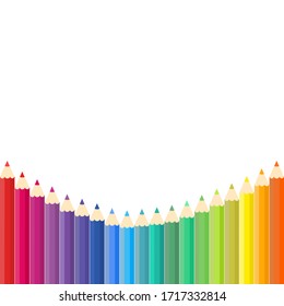This is vector background with colored pencils, colorful crayons.