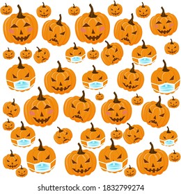 This is a vector background pattern made of Halloween pumpkins.