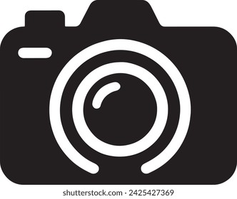  This vector is a black silhouette of a digital camera, symbolizing the art of photography and the capture of moments.