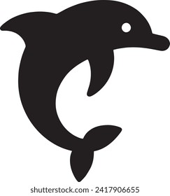 This vector captures the essence of a dolphin's graceful leap in a minimalist black silhouette.