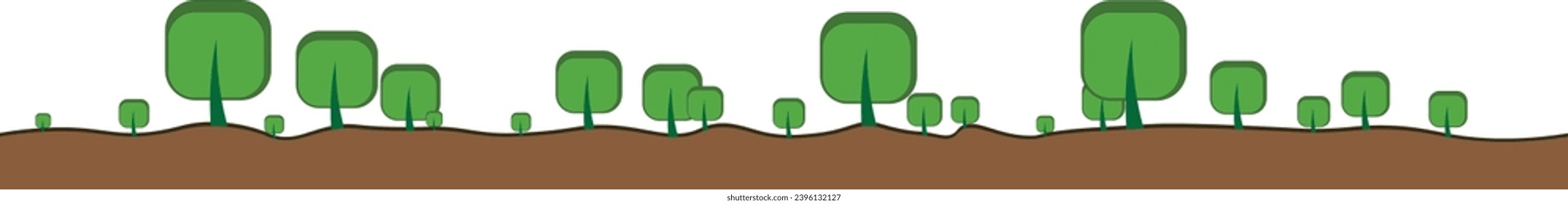 This is vector of cartoon fantasy tree, square tree for nature style background