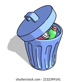 dies ist eine Vektorkariktorgrafik-Mülltonne mit flachem Design und Umrissen