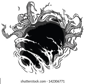 This vector clip art is designed to look like something is ripping through the background. The file is layered for easy customization, with a blank layer for anything you want to appear in the hole!