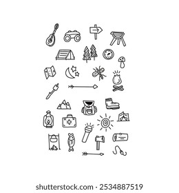 This is vector colection o camping oject icon. These are handdrawing.