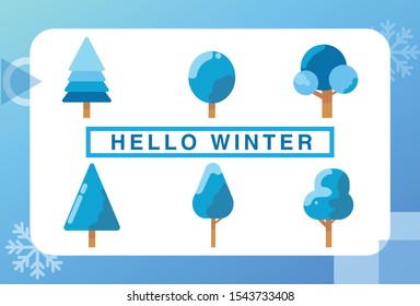 This is a vector collection of trees in winter. there are six trees that are blue. vecktor is suitable for winter. This Vecktor can be used for illustrations, icons, tamplates, screen printing, poster