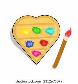 This is a vector color palette and brush for painting, great for children's products or drawing book covers