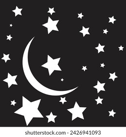 Este vector contiene la luna y las estrellas y es fácilmente editable.