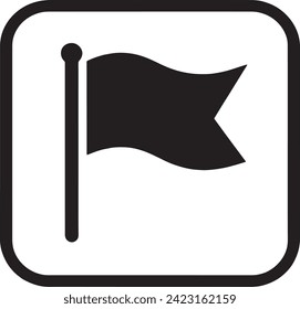 This vector depicts a black flag icon within a rounded square, symbolizing achievement, territory, and milestones.