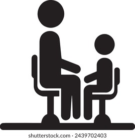 This vector depicts a teacher sitting opposite a student, within a semi-circle suggesting a holistic approach to education. 