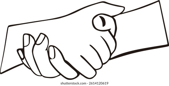 This vector depicts two hands shaking