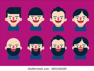 This vector design is a collection of male faces in cartoon characters can be used for business, templates and more. easy to use and edit