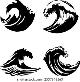 Este diseño de Vector conmemora el Día Internacional de Concienciación sobre el Tsunami, con cuatro ilustraciones de olas distintas que representan el poder y la belleza de las olas del océano.