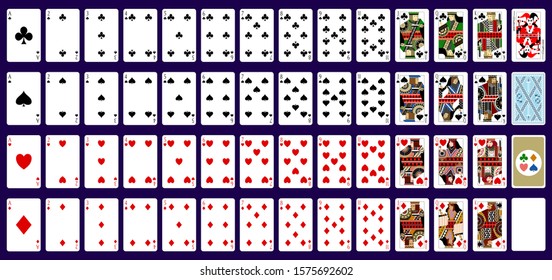 This is a vector design of full set of playing cards.