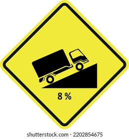 This vector design is an image of a vehicle traffic sign explaining a warning sign. This design only consists of two colors according to regulations, namely yellow and black.