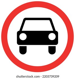 This vector design is an image of a vehicle traffic sign explaining a prohibition sign. This design only consists of three colors according to regulations, namely red, white and black.