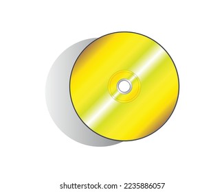 Este es un diseño vectorial de un disco de CD o DVD redondo amarillo dorado