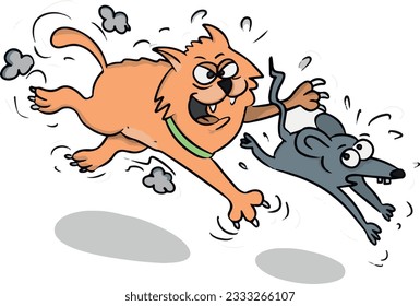 This vector drawing reflects the happy moments of a cute cat and dog friend. The cat and dog are designed using cartoon characters. 