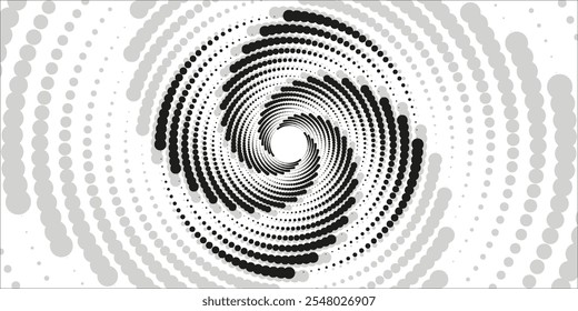 Este vetor apresenta um padrão espiral pontilhado abstrato, criando uma ilusão óptica cativante.