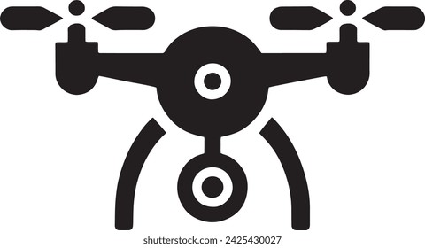 This vector features a black silhouette of a quadcopter drone, symbolizing the technology of remote aerial exploration and surveillance.