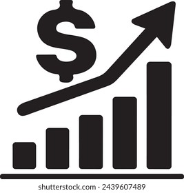 Dieser Vektor zeigt ein gewagtes, stilisiertes Diagramm, das eine steigende Trendlinie mit einem Dollarzeichen zeigt und damit Finanzwachstum, Umsatzsteigerung, erfolgreiche Investitionen oder positive Wirtschaftstrends symbolisiert.