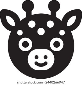 This vector features a delightful black giraffe emoji, designed with a minimalist aesthetic against a bright background. 